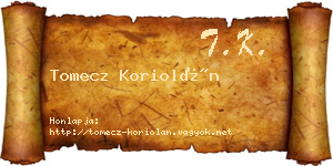 Tomecz Koriolán névjegykártya